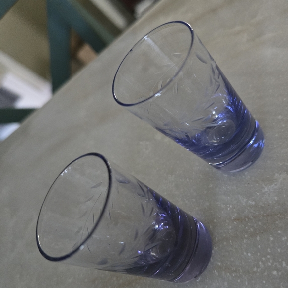 2 Vintage Etched Shot Glasses - Picture 11 of 12